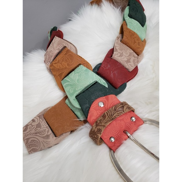 Vintage‎ suede leather belt colorful rainbow 70s statement fairycore hippie boho - Picture 7 of 7